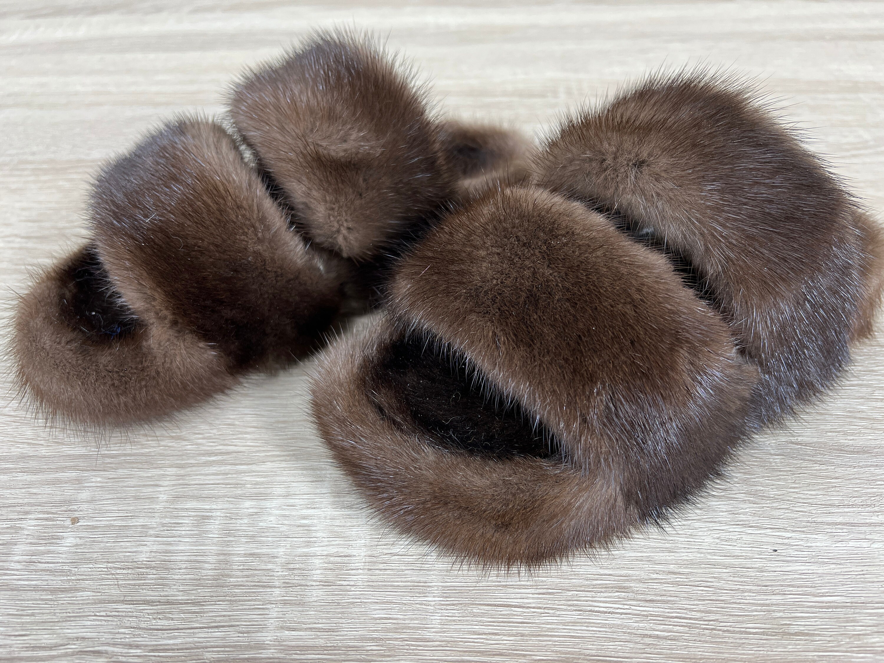 Brown Mink Fur Slides. Made of 100% Real Fur. All Sizes Available.