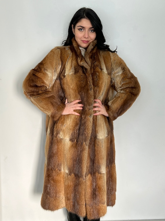 Vintage Real Fur Coat: Brown Moscow Coat, Size M-L - Etsy