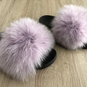 Fur Slipper of Fox, Light Pink