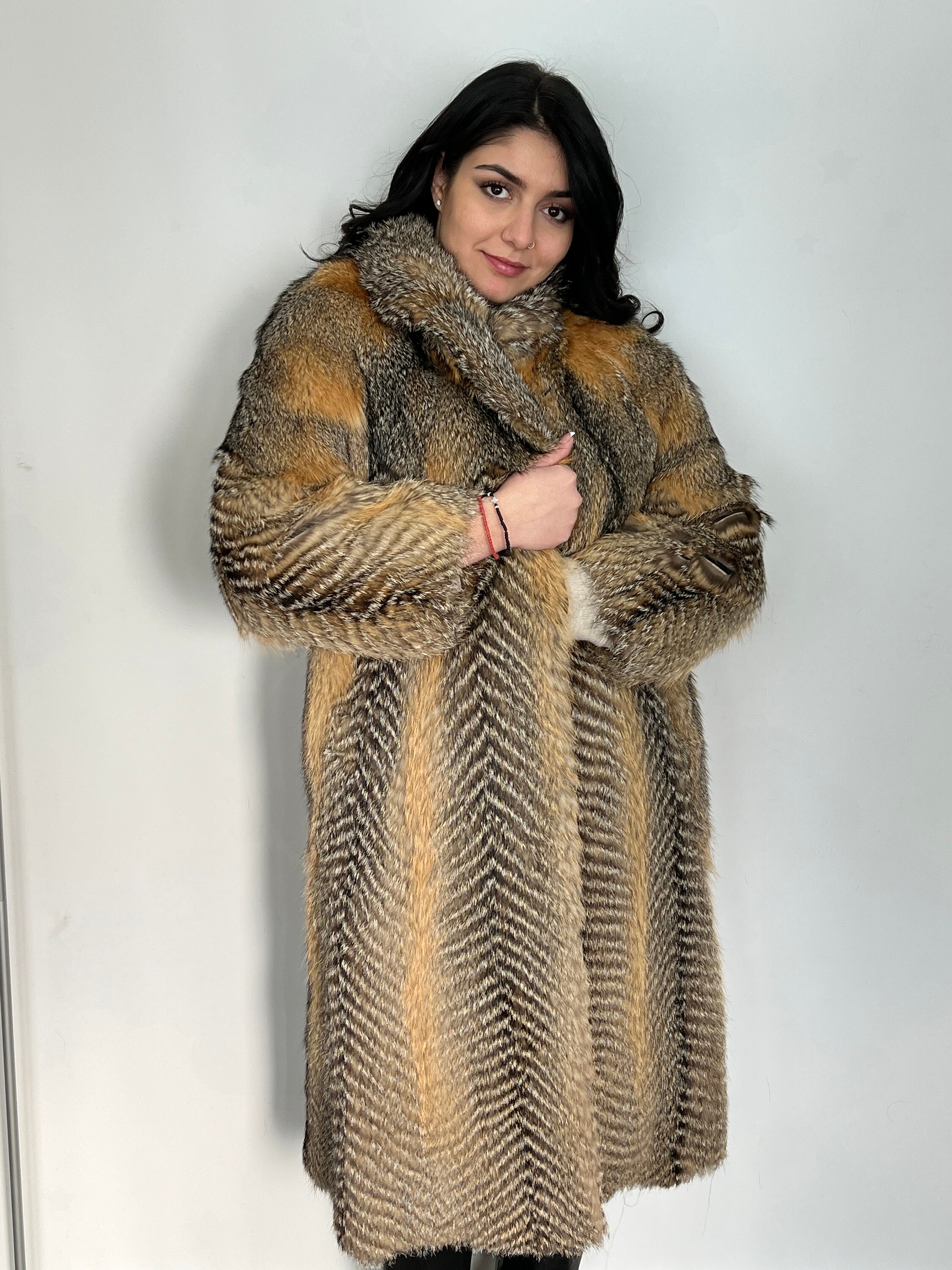 Vintage Echtfell Gris Fuchs Überrock Größe M-L [Formaler