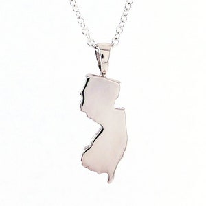 Sterling Silver NJ State Necklace, New Jersey State Pendant, Jersey Girl Gift, State of New Jersey, Home State Necklace