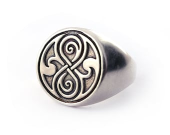 Sterling Silver Seal of Rassilon Ring, Doctor Who Ring, Sci-Fi Ring, Ring for Doctor Who Fans, Doctor Who Signet Ring