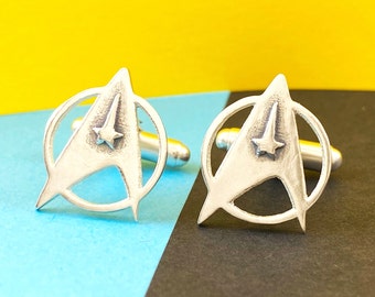 Star Trek-manchetknopen, cadeaus voor nerds, cadeaus voor nerds, geekycadeaus, cadeau voor bruidegom, cadeaus bruidegom, scifi-manchetknopen, herenaccessoires