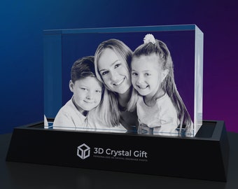 Regalo fotográfico de cristal 3D: recuerdo personalizado grabado con láser, decoración para el Día de la Madre.