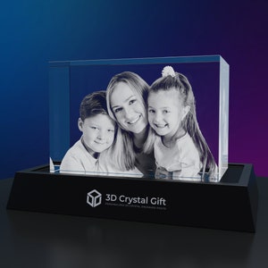 3D Crystal Photo, Personalized Mother&#39;s Day Gift, Tabletop Home Decor, Customized Laser Etched Picture, Keepsake | 3D Crystal Landscape