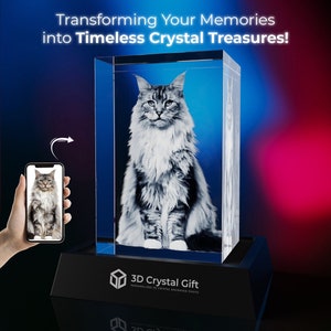 3D Crystal Photo | Customized Photo Crystal for Pet Memorial, Cat, Dog Lovers and Keepsake | 3D Laser-Etched Picture Gift