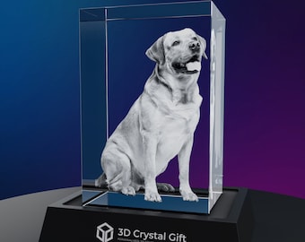 3D Crystal Photo | Customized Photo Crystal for Pet Memorial, Family, Birthday, Anniversary and Keepsake | 3D Laser Engraved Picture Gift