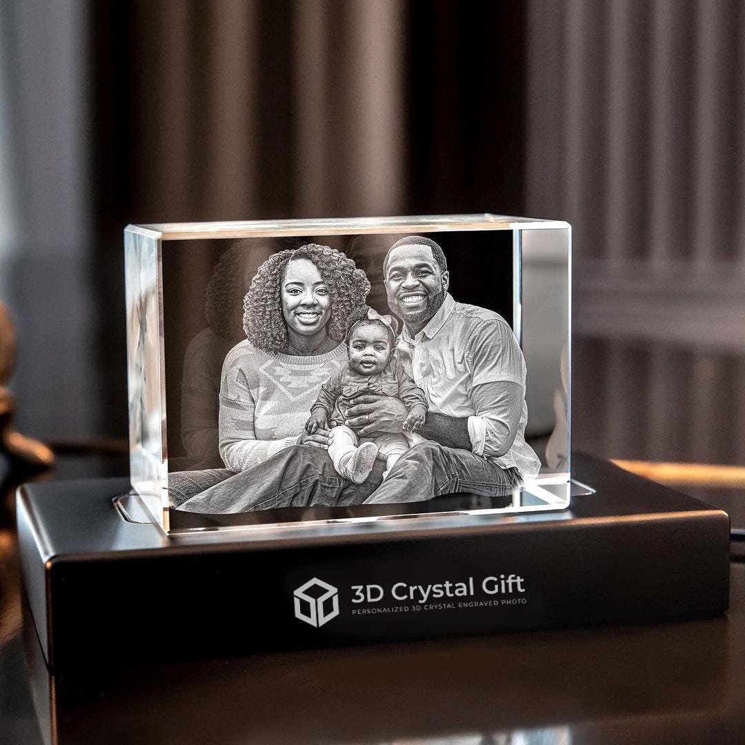Custom 3D Photo Engraved Glass Cube | Personalized Laser Etched ...