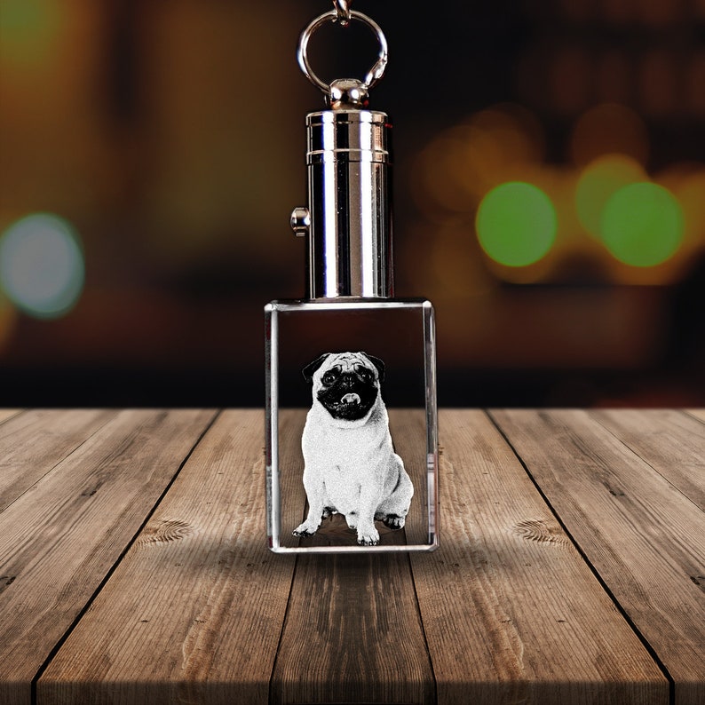 Crystal Keychain Rectangle Lighted Photo Engraved Rectangle Crystal Key