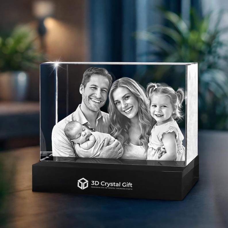 Custom 3D Photo Engraved Glass Cube | Personalized Laser Etched ...