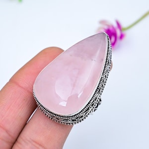 Elegant Rose Quartz Ring - Handcrafted Sterling Silver Gemstone Jewelry, Love Stone, Unique Pink Gem, Perfect Gift For Her, Romantic Design