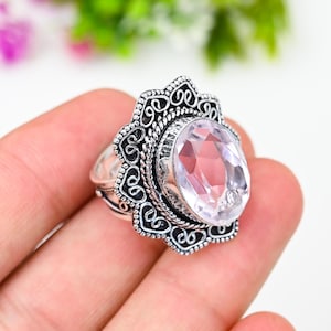 Crystal Quartz Ring, Statement Ring, Quartz Gemstone Ring, 925 Sterling Silver Ring, Handmade Ring for Her, Anniversary Gift, Birthday Gifts