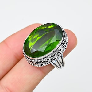 Green Tourmaline Ring, 925 Sterling Silver Ring Green Tourmaline Gemstone Ring Handmade Ring Silver Jewelry Statement Ring Gift For Her|Mom