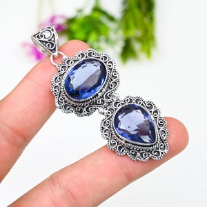 Sapphire Pendant: Handmade Sterling Silver Bohemian Jewelry