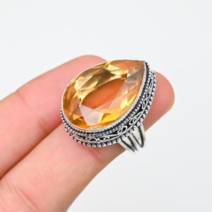 Citrine Ring, 925 Sterling Silver Ring , Citrine Gemstone Ring , Handmade Ring, Silver Jewelry, Statement Ring,Gift For Her / Mom