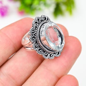 Crystal Quartz Ring, Statement Ring, Quartz Gemstone Ring, 925 Sterling Silver Ring, Handmade Ring for Her, Anniversary Gift, Birthday Gifts
