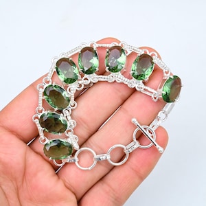 Green Amethyst Handmade  Bracelet 925 Sterling Silver Bracelet Amethyst Gemstone Bracelet Birthstone Silver Jewelry Gift Bracelets For women