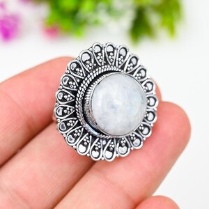 Rainbow Moonstone Ring, 925 Sterling Silver Ring, Moonstone Gemstone Ring, Handmade Ring, Silver Jewelry, Statement Ring,Gift For Her