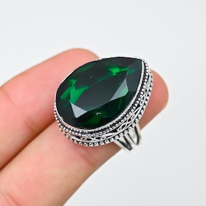 Green Tourmaline Ring, 925 Sterling Silver Ring Green Tourmaline Gemstone Ring Handmade Ring Silver Jewelry Statement Ring Gift For Her|Mom