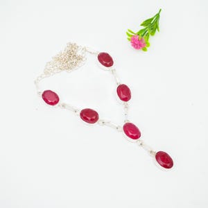 Kashmiri Ruby Gemstone Solid 925 Sterling Silver Necklace Jewelry, Gift For Mom, Fine Jewelry, Christmas Gift Necklace, Party Wear Jewelry
