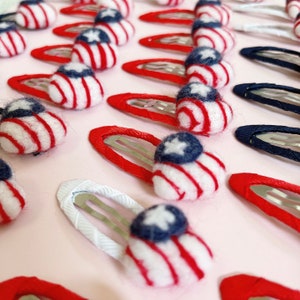 Handmade Solid Felt Heart Flag Non-Slip Snap Hair Clip