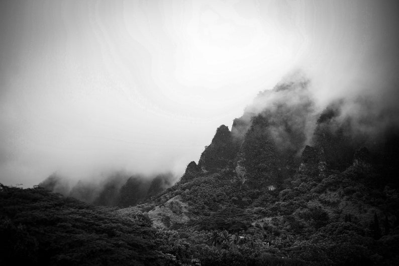 Black and White the Ko'olau Mountain Range Hawaii Wall Art Etsy