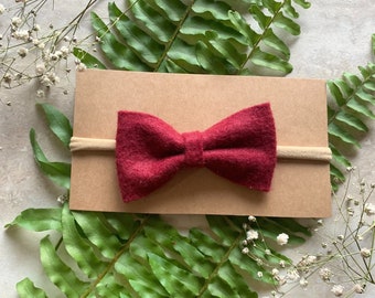 Burgandy 3” Bow Headband