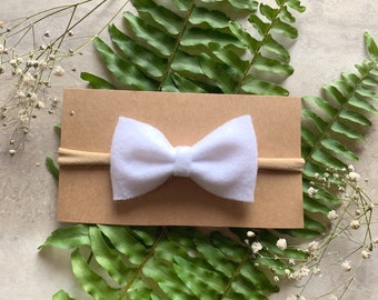 Snowy White 3” Bow Headband