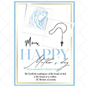Muttertagskarte für katholische Mama - 5 x 7 Hochformat - Instant Download - leere Innenseite für Ihre Nachricht
