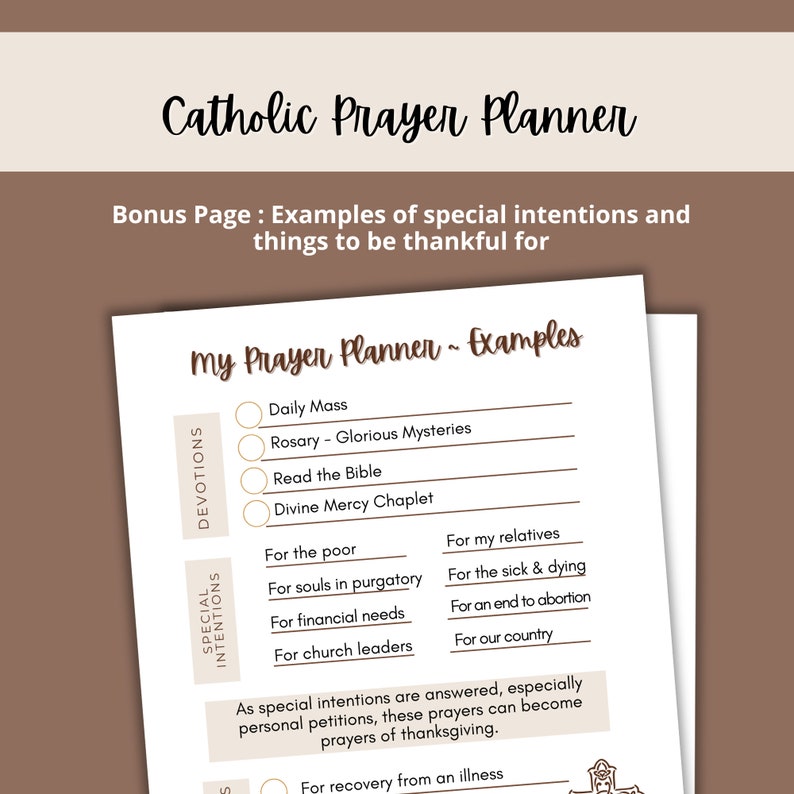 Catholic Prayer Planner Printable, Sunday Through Saturday, Earth Tones ...