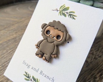 Big Foot Polymer Clay Pin | Cute Cryptid Big Foot Pin | Cute Big Foot