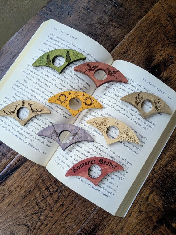 Wooden Page Holders | Monstera Leaf Plant Page Holder | Dragon Page Holder | Celestial Moon Phase Page Holder | Romance Reader Page Holder
