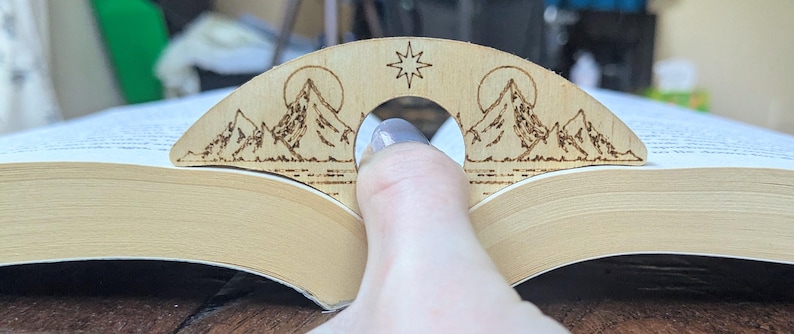 Wooden Page Holders | Monstera Leaf Plant Page Holder | Dragon Page Holder | Celestial Moon Phase Page Holder | Romance Reader Page Holder Mountains