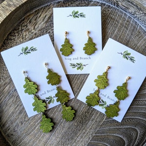 Oak Leaf Dangle Earrings | Handmade Nickel-free Earrings | Cute Plant Earrings | Nature Lover Gifts | Witchy Earrings | Laser Cut Wood