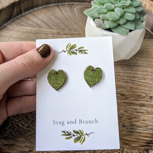 Hosta Leaf Wood Stud Earring | Laser Cut Wood Leaf Earrings | Plant Lover Gifts | House Plant Jewelry | Plant Mom Gifts