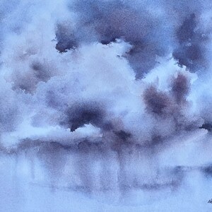 Dipinto ad acquerello dipinto a mano originale - Aquarelle Painting - Decorazione da parete - Decorazione per la casa - Idea regalo - Nuvole della Florida - Tempesta tropicale