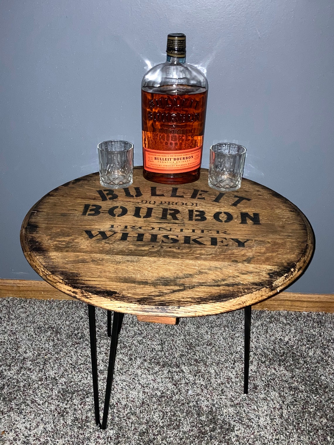 Whiskey Barrel Table Bourbon Barrel Side Tables Buffalo Etsy