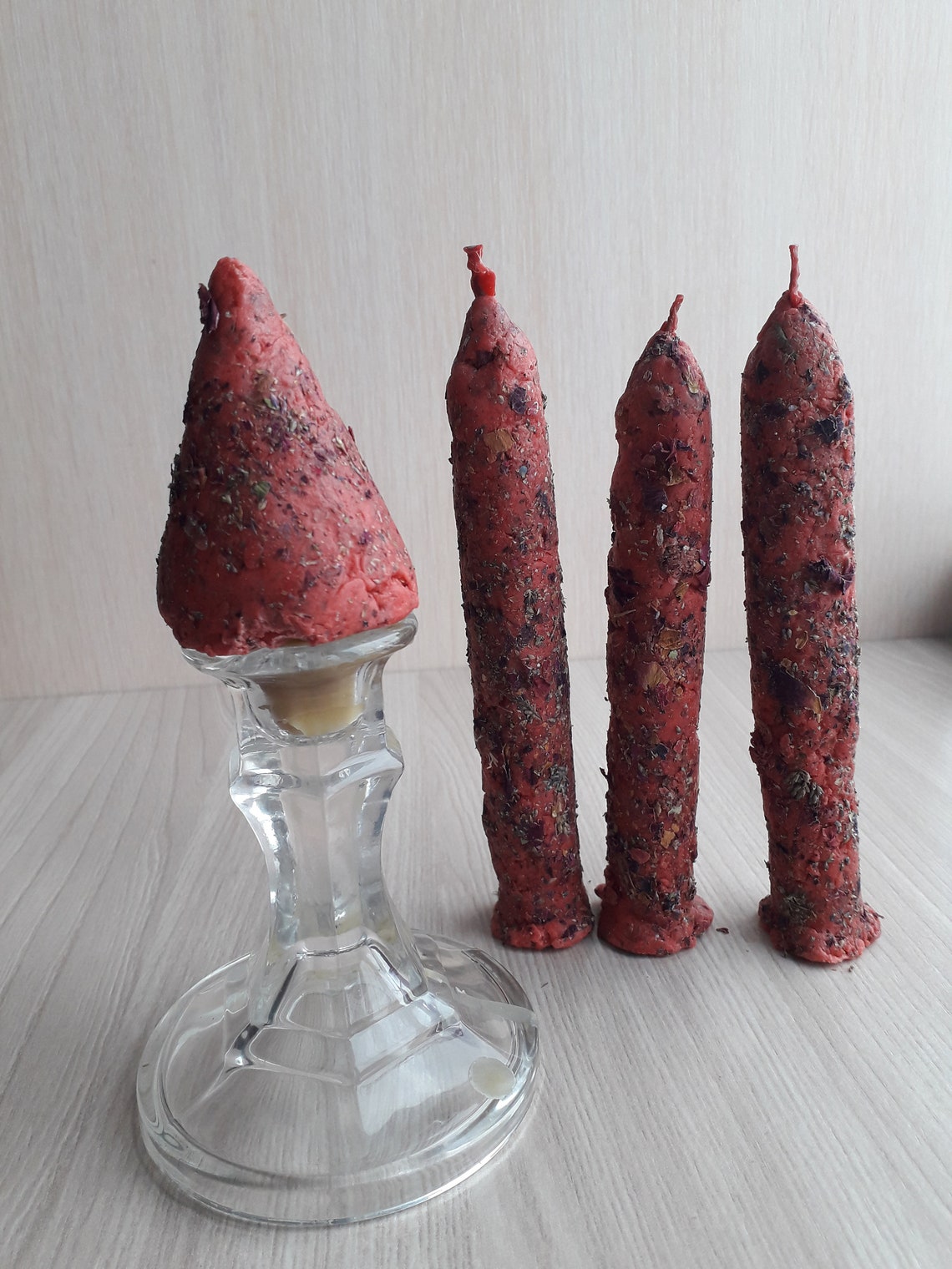 Rote Ritual Kerzen mit Kräutern Liebe Magie Set von fünf Etsy
