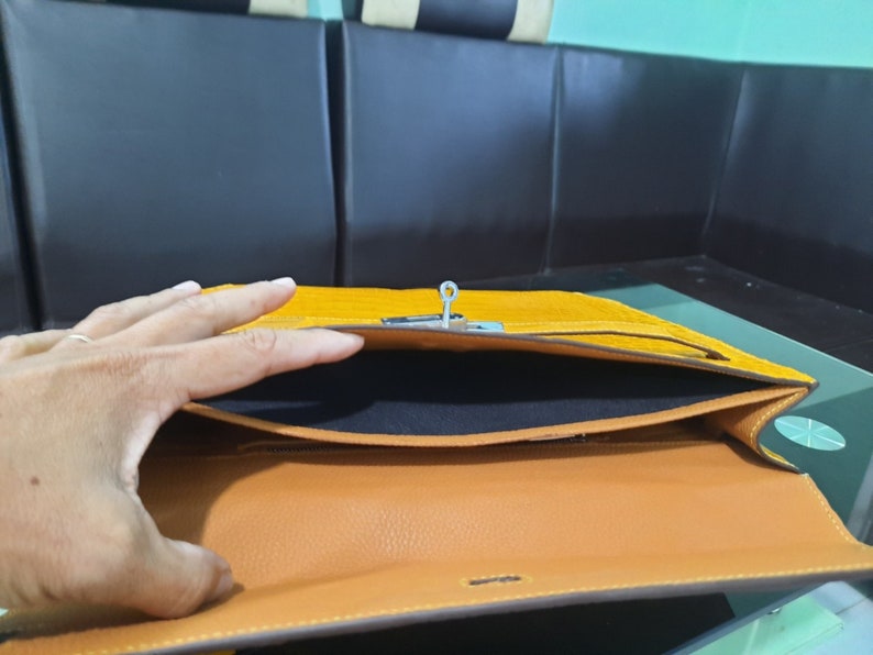 Leather Satchel businessman Briefcase Yellow Premium Genuine Belly Alligator leather Briefcase,gift for him,Leather Briefcase Men,Work Bag