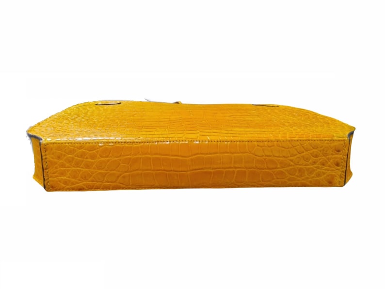 Leather Satchel businessman Briefcase Yellow Premium Genuine Belly Alligator leather Briefcase,gift for him,Leather Briefcase Men,Work Bag