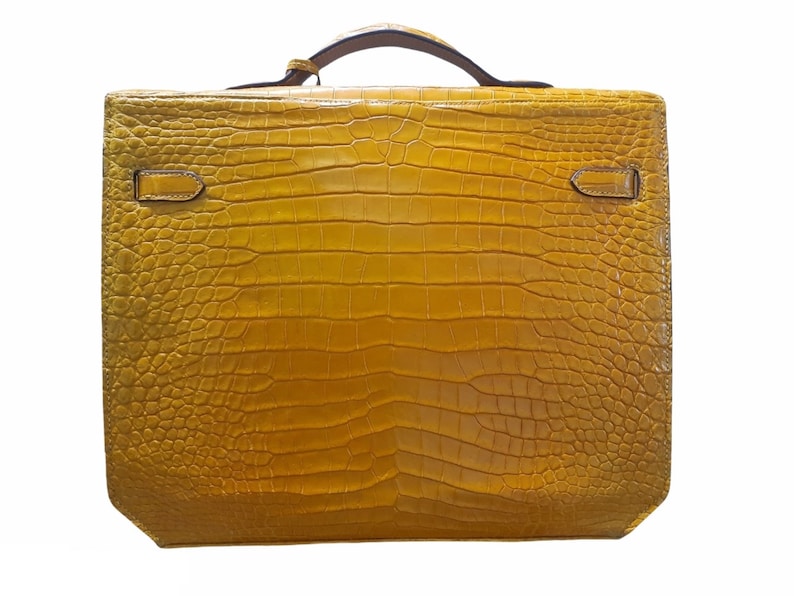 Leather Satchel businessman Briefcase Yellow Premium Genuine Belly Alligator leather Briefcase,gift for him,Leather Briefcase Men,Work Bag