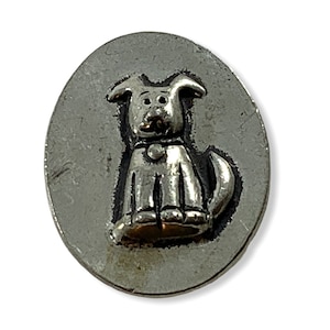 Cute silver tone metal dog / puppy needle minder