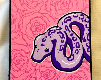 Purple Boa Snake Painting on Wood
