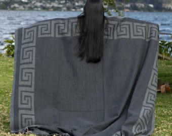 Handmade Alpaca Wool Blanket. (Silver Spring) Queen Size. Handcrafted by Indigenous Hands.  Gift Ideas