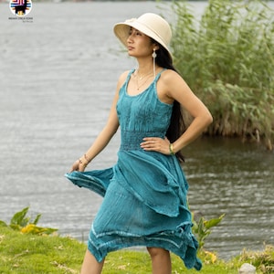 Abito estivo ricamato a mano. Stile Boho. Stile Hippie. Super confortevole e lavabile in lavatrice. Taglia unica. SPEDIZIONE GRATUITA!