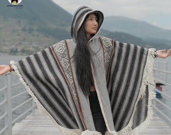 Wool Cape. (BlackRock Castle ) 100% wool cape open front with Hood. Handcrafted by Indigenous Hands. Machine Washable! Gift Ideas