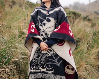 Handmade Alpaca Wool Poncho(Jack & Zero).Crafted By Indigenous Hands. Unisex. One Size. Super Soft, warm. Unique. FREE SHIPPING! Gift Ideas