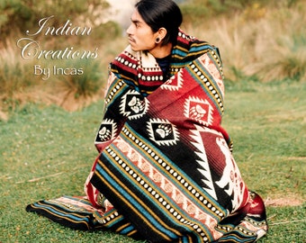 Handmade Alpaca Blanket. (Hallo bay bear) Beautifully designed by Indigenous Crafters. Soft and Warm Throw! Free Shipping. Gift Ideas