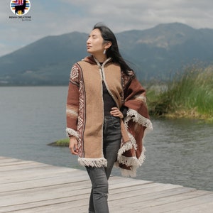 Wool Cape. (Sand Dunes) 100% wool cape open front with Hood. Handcrafted by Indigenous Hands. Machine Washable! Gift Ideas
