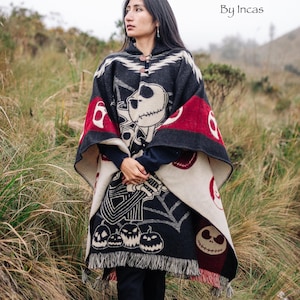 Handmade Alpaca Wool Poncho(Jack & Zero).Crafted By Indigenous Hands. Unisex. One Size. Super Soft, warm. Unique. FREE SHIPPING! Gift Ideas